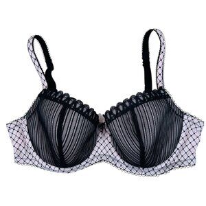 B. Tempted 38D Underwire Balconnette Bra Coquette Flirty Striped Cosplay